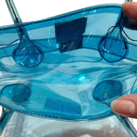 Rimmel London Turquoise Blue Transparent Makeup Cosmetic Bag Purse Toiletry Tote - Picture 9 of 11